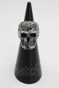 画像1: HELL CAT PUNKS / スカル英字彫りリング 9 ガンメタ T-25-06-30-002-PU-AC-IG-ZT