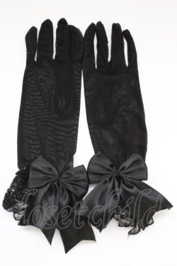 画像1: GOTHその他 / リボン付きグローブ  ブラック T-25-06-30-017-EL-ZA-OW-ZT