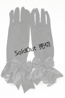画像1: GOTHその他 / リボン付きグローブ  ブラック T-25-06-30-017-EL-ZA-OW-ZT168-F006
