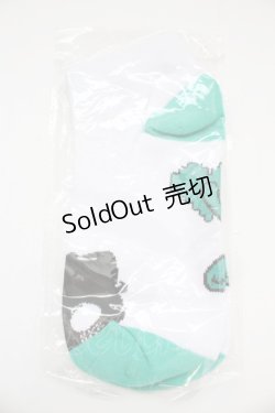 画像1: NieR Clothing / 靴下  シエル グリーン×ホワイト T-25-06-30-022-PU-ZA-IG-ZT168-F006