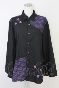 AXES-X / 矢羽根ＰＴ＆桔梗刺繍シャツ L ブラック T-25-07-02-021-LO-TO-SA-ZI