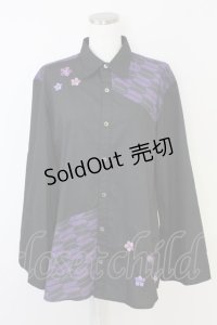 AXES-X / 矢羽根ＰＴ＆桔梗刺繍シャツ L ブラック T-25-07-02-021-LO-TO-SA-ZI