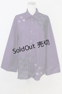 AXES-X / 矢羽根PT&桔梗刺繍シャツ L パープル T-25-07-02-022-LO-BL-SA-ZI