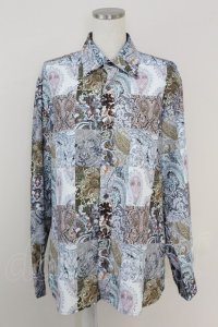AXES-X / パッチワーク柄シャツ M ベージュ T-25-07-02-023-LO-BL-SA-ZI