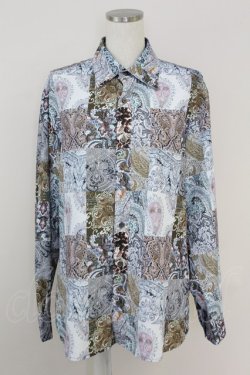 画像1: AXES-X / パッチワーク柄シャツ M ベージュ T-25-07-02-023-LO-BL-SA-ZT