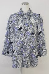 axes femme / チェック×ローズ七分シャツ M パープル T-25-07-02-024-AX-BL-SA-ZI