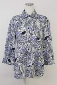 axes femme / チェック×ローズ七分シャツ M パープル T-25-07-02-024-AX-BL-SA-ZI