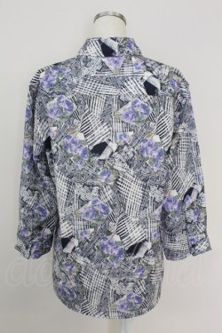 画像2: axes femme / チェック×ローズ七分シャツ M パープル T-25-07-02-024-AX-BL-SA-ZT
