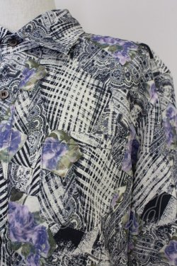 画像4: axes femme / チェック×ローズ七分シャツ M パープル T-25-07-02-024-AX-BL-SA-ZT