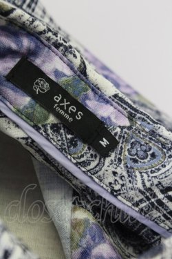画像5: axes femme / チェック×ローズ七分シャツ M パープル T-25-07-02-024-AX-BL-SA-ZT