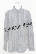 axes femme / 更紗ストライプ柄メンズシャツ M ブラック T-25-07-02-025-AX-BL-SA-ZI