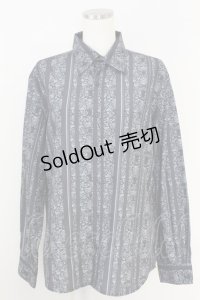 axes femme / 更紗ストライプ柄メンズシャツ M ブラック T-25-07-02-025-AX-BL-SA-ZI