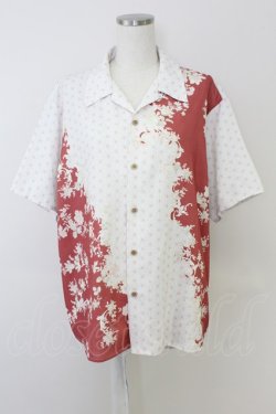 画像1: axes femme / 和柄ｍｉｘハワイアンシャツ M レッド T-25-07-02-003-AX-BL-SA-ZT