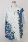 axes femme / 和柄ｍｉｘハワイアンシャツ M ブルー T-25-07-02-004-AX-BL-SA-ZT