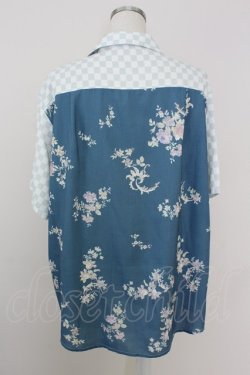 画像2: axes femme / 和柄ｍｉｘハワイアンシャツ M ブルー T-25-07-02-004-AX-BL-SA-ZT