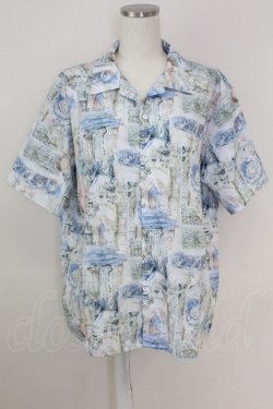 画像1: axes femme / リゾートヘリテージメンズシャツ M ブルー T-25-07-02-005-AX-BL-SA-ZT
