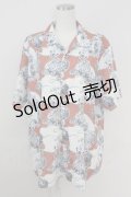 AXES-X / レース柄プリントシャツ L オレンジ T-25-07-02-009-LO-BL-SA-ZI