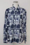 axes femme / フラワー×額縁ptシャツ M ネイビー T-25-07-02-013-AX-TO-SA-ZT