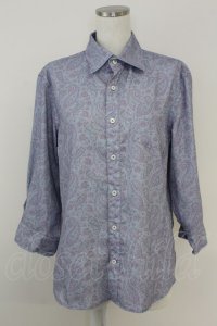 axes femme / ペイズリー柄メンズシャツ M ブルー T-25-07-02-015-AX-BL-SA-ZI