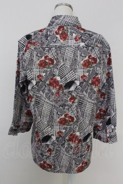 画像2: axes femme / チェック×ローズ七分シャツ M レッド T-25-07-02-020-AX-BL-SA-ZT