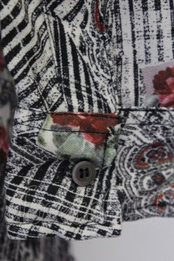 画像4: axes femme / チェック×ローズ七分シャツ M レッド T-25-07-02-020-AX-BL-SA-ZI