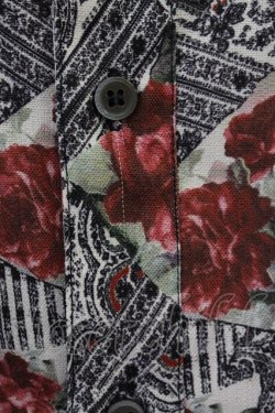 画像5: axes femme / チェック×ローズ七分シャツ M レッド T-25-07-02-020-AX-BL-SA-ZI