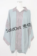 AXES-X / 小紋柄アロハ L グリーン T-25-07-05-001-LO-BL-SA-ZI