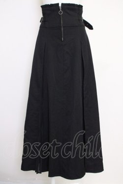 画像1: axes femme / センタージップロングスカート  黒 T-25-07-05-016-AX-SK-SA-ZT