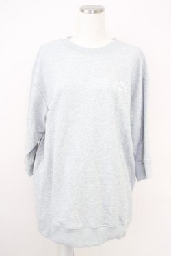 画像1: axes femme / 薔薇刺繍×英字プルオーバー L グレー T-25-07-05-004-AX-TO-SA-ZT