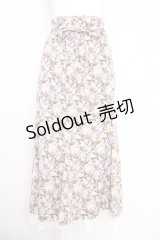 axes femme / 花柄マーメイドフレアスカート  ブルー T-25-07-05-008-AX-SK-SA-ZI
