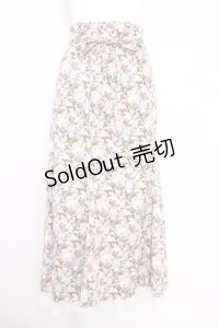 axes femme / 花柄マーメイドフレアスカート  ブルー T-25-07-05-008-AX-SK-SA-ZI