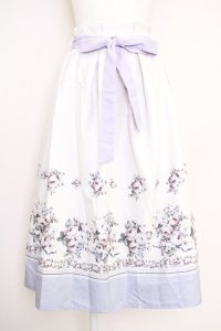 axes femme / ローズブーケ柄ミディスカート  ラベンダー T-25-07-05-009-AX-SK-SA-ZI