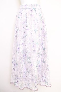 画像2: axes femme / フラワー柄レーシーロングスカート  ピンク T-25-07-05-011-AX-SK-SA-ZT