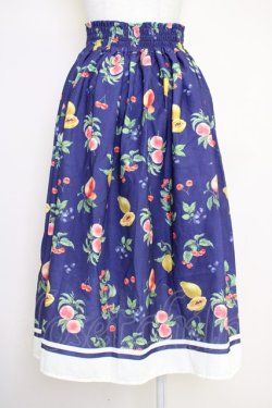 画像2: axes femme / ミックスフルーツ柄スカート M ネイビー T-25-07-05-014-AX-SK-SA-ZT