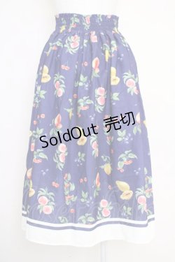 画像2: axes femme / ミックスフルーツ柄スカート M ネイビー T-25-07-05-014-AX-SK-SA-ZI