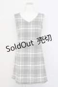 evelyn / チェックノースリーブワンピース  グレーＸ白チェック T-25-07-08-018-LO-OP-SA-ZT350