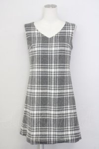 evelyn / チェックノースリーブワンピース  グレーＸ白チェック T-25-07-08-018-LO-OP-SA-ZT