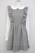 Ank Rouge / ギンガムチェック&シフォン袖ドッキングワンピース  黒Ｘ白 T-25-07-08-020-CA-OP-SA-ZT