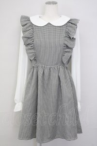 Ank Rouge / ギンガムチェック&シフォン袖ドッキングワンピース  黒Ｘ白 T-25-07-08-020-CA-OP-SA-ZT