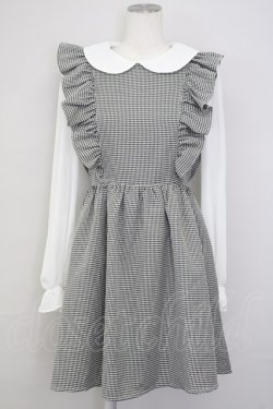 画像1: Ank Rouge / ギンガムチェック&シフォン袖ドッキングワンピース  黒Ｘ白 T-25-07-08-020-CA-OP-SA-ZT