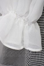 画像5: Ank Rouge / ギンガムチェック&シフォン袖ドッキングワンピース  黒Ｘ白 T-25-07-08-020-CA-OP-SA-ZT350 (5)