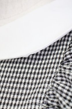 画像6: Ank Rouge / ギンガムチェック&シフォン袖ドッキングワンピース  黒Ｘ白 T-25-07-08-020-CA-OP-SA-ZT350