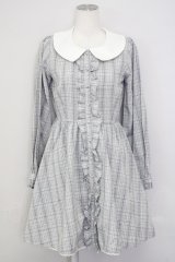 Honey Cinnamon / チェックフリルワンピース  グレーＸ白 T-25-07-08-021-LO-OP-SA-ZT350