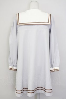 画像2: Amavel / 切替Aラインセーラーワンピース  ラベンダーＸ白Ｘブラウン T-25-07-08-025-CA-OP-SA-ZT