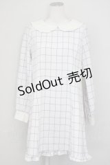 Ank Rouge / フリル襟チェック長袖ワンピース  アイボリーＸ黒 T-25-07-08-026-CA-OP-SA-ZT349