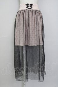 Ank Rouge / チュールレイヤードスカート  ピンクＸ黒 T-25-07-08-031-CA-SK-SA-ZT
