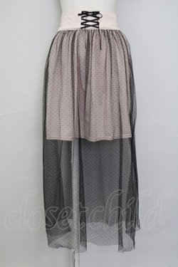 画像1: Ank Rouge / チュールレイヤードスカート  ピンクＸ黒 T-25-07-08-031-CA-SK-SA-ZT