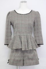 evelyn / タータンチェックトップス&ショートパンツセットアップ  ブラウンチェック T-25-07-08-034-LO-OP-SA-ZT242