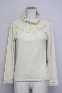axes femme / レース切り替えハイネックカットソー  アイボリー T-25-07-08-004-AX-TO-SA-ZT