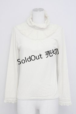 画像1: axes femme / レース切り替えハイネックカットソー  アイボリー T-25-07-08-004-AX-TO-SA-ZT429